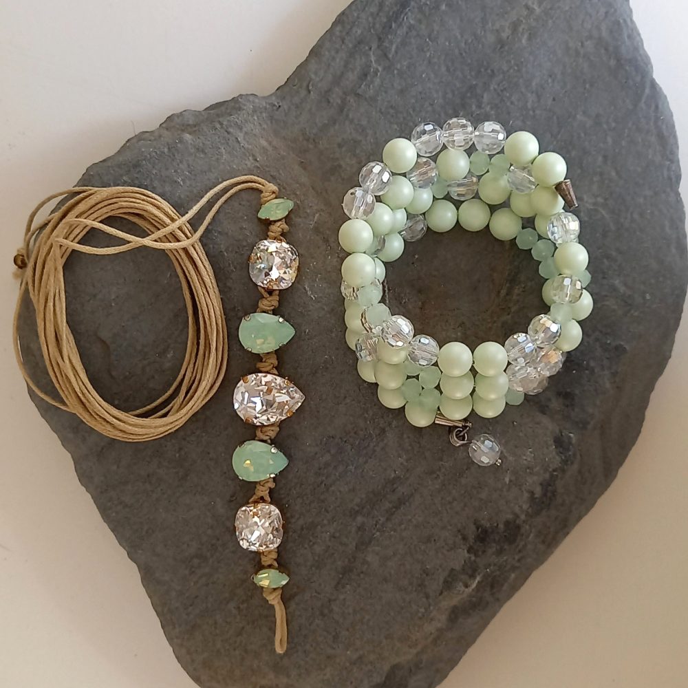 set de pulseras cristal & perla