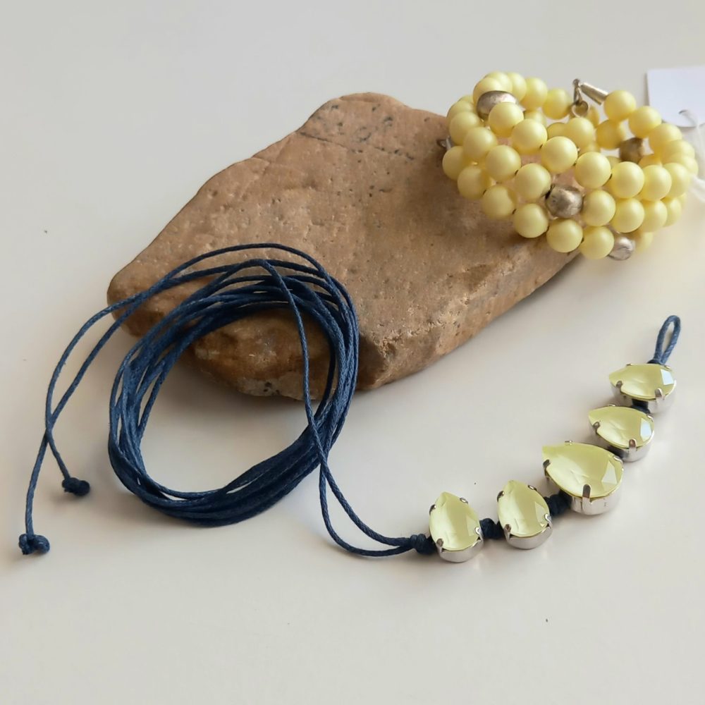 set de pulseras cristal & perla