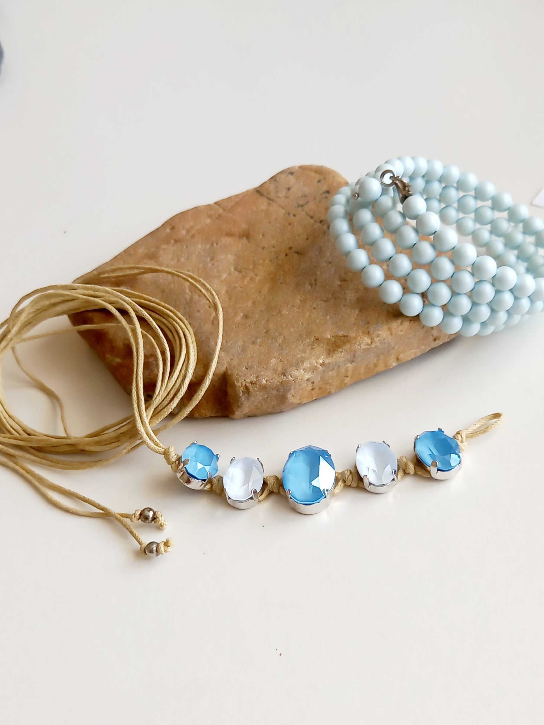 set de pulseras cristal & perla