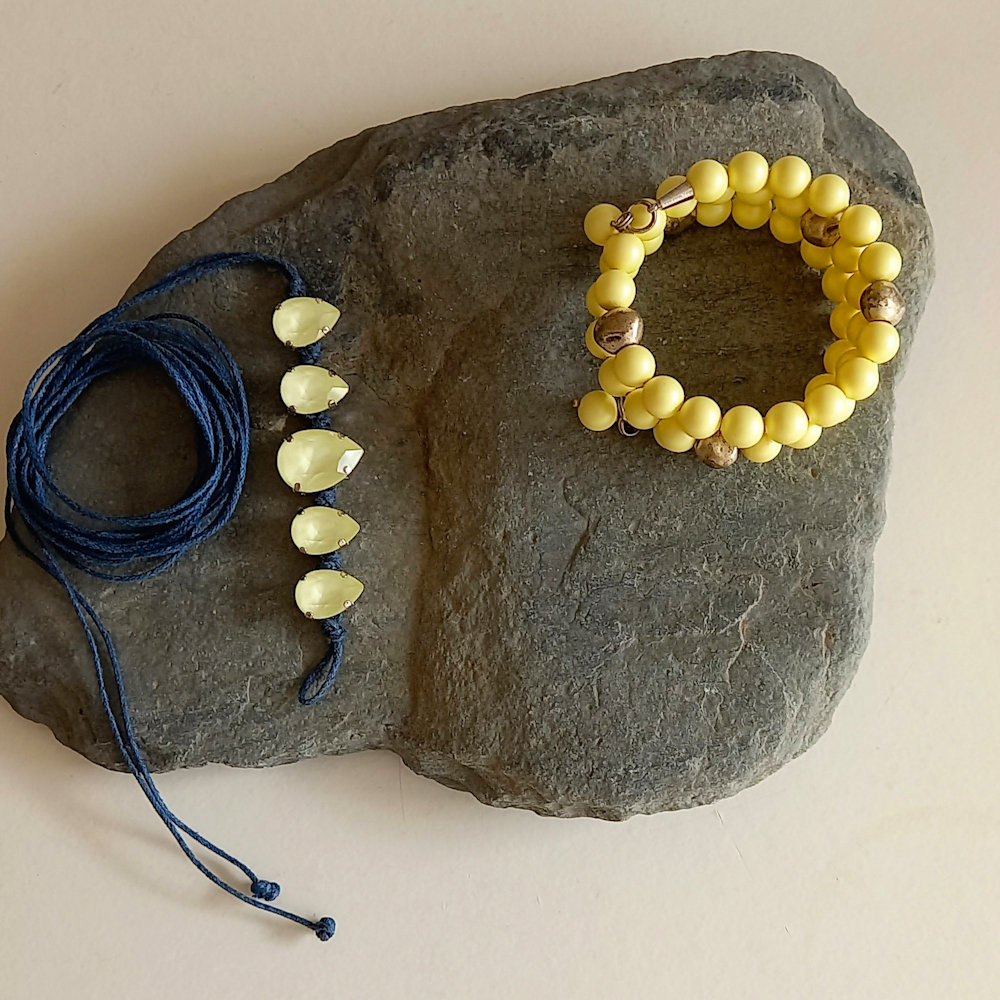 set de pulseras cristal & perla
