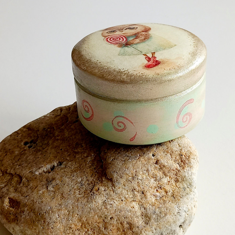 caja decoupage búho goloso - Imagen 5