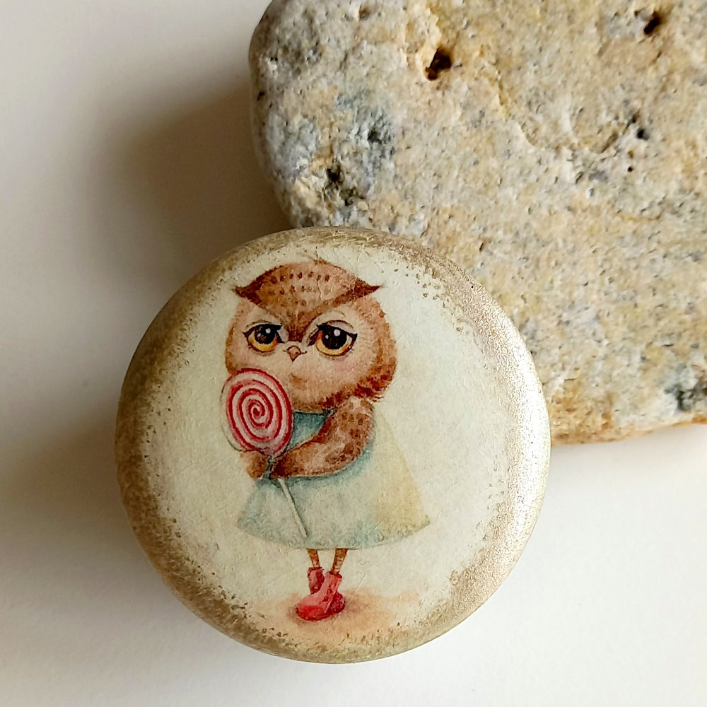 caja decoupage búho goloso